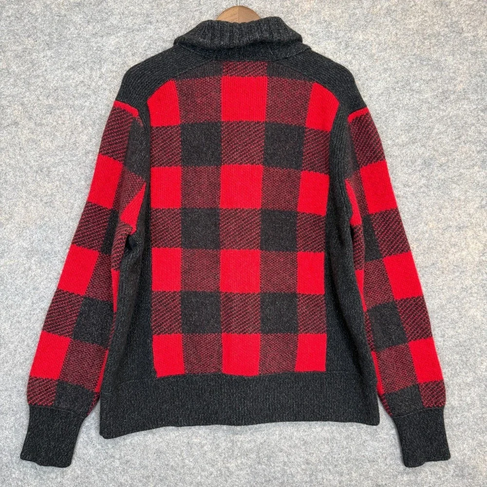 Banana‎ Republic Filpucci Merino Wool Buffalo Plaid Cardigan Mens XL Shawl Heavy